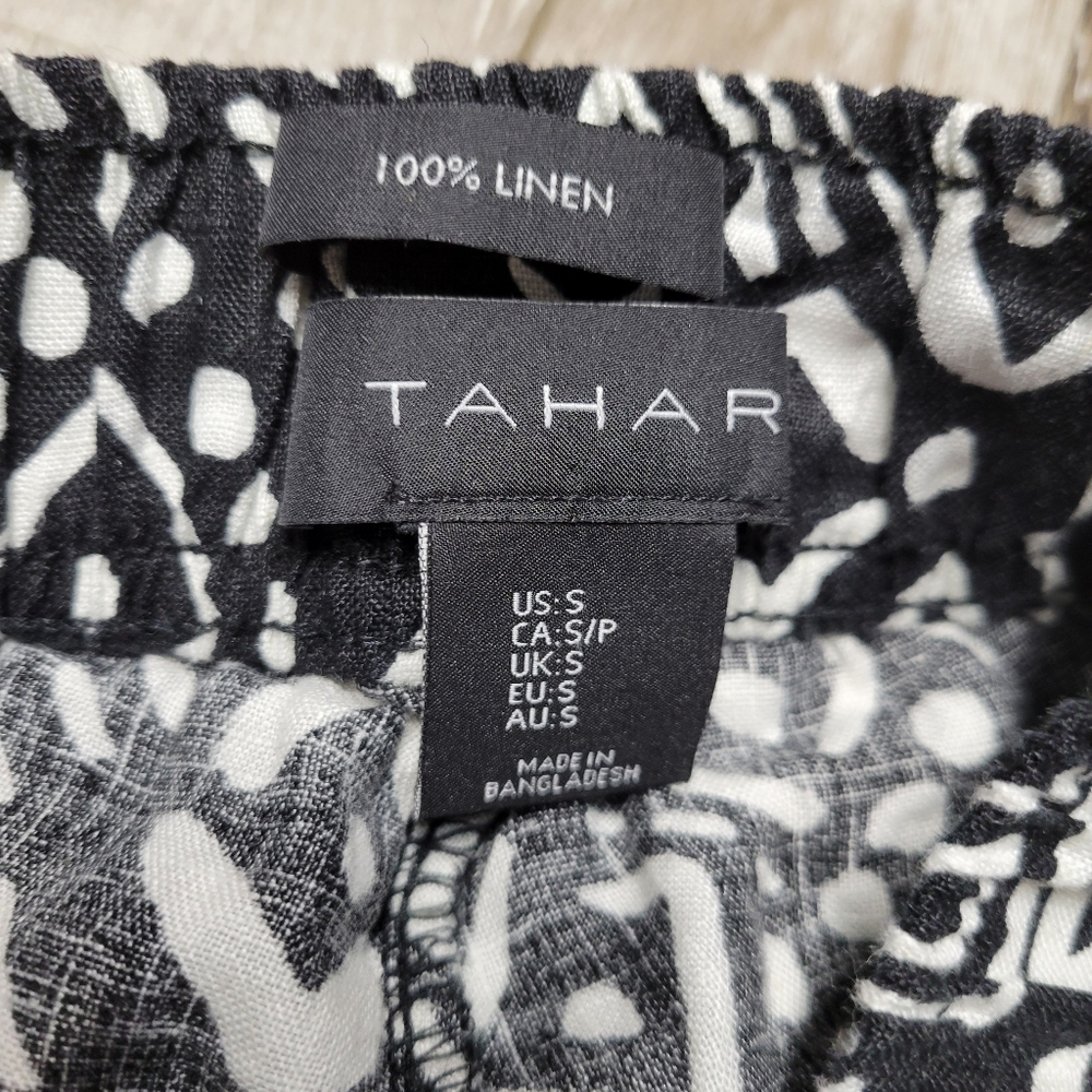 Tahari Black & White Linen Geo Print Wide Leg Pants Size Small - Picture 4 of 4